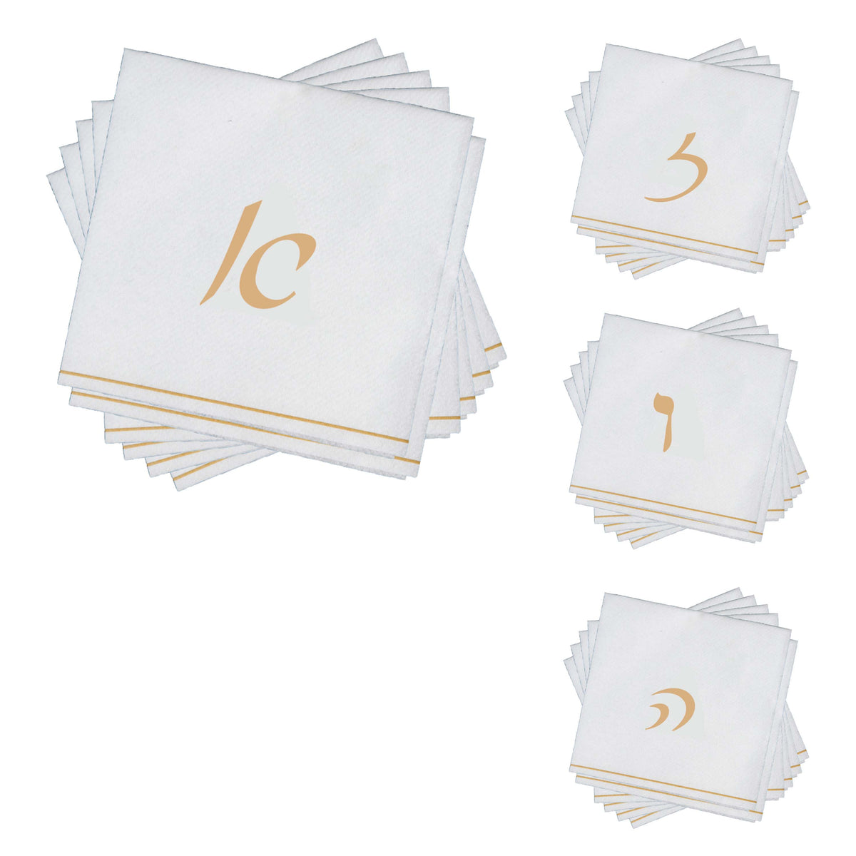 Monogram Hebrew Letter Beverage and Cocktail Paper Napkins Luxe Party NYC