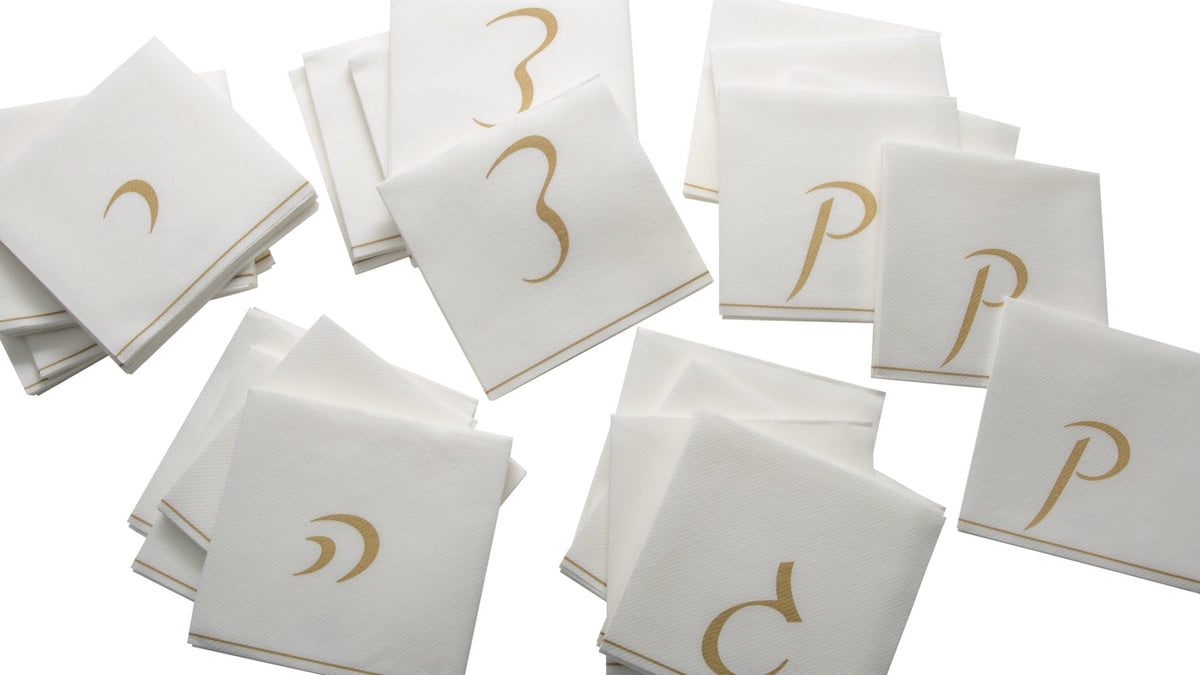 Monogram Hebrew Letter Dinner and Cocktail Paper Napkins Luxe Party NYC
