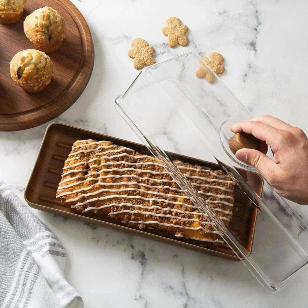 Luxe Party Soup Bowls Rectangle Mahogany Heavy Plastic Serving Tray with Plastic Cover | 6.3" x 15.35"