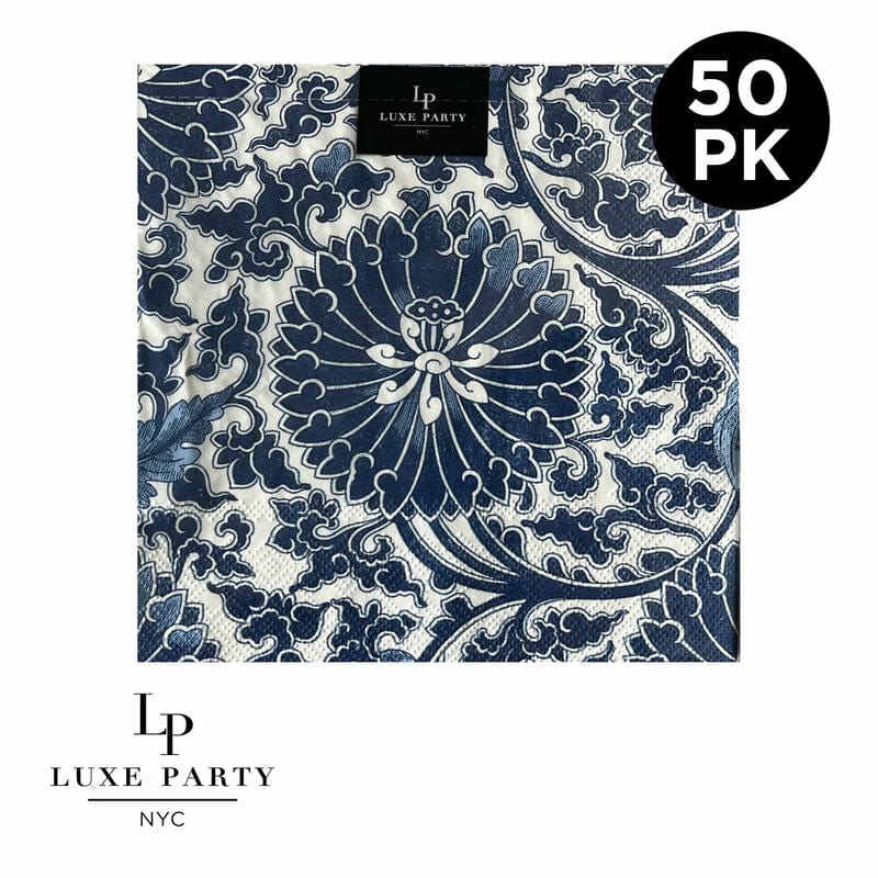 Luxe Party Printed Cocktail Napkins 50 Beverage Napkins - 5" x 5" Toile Paper Cocktail Napkins | 50 Napkins