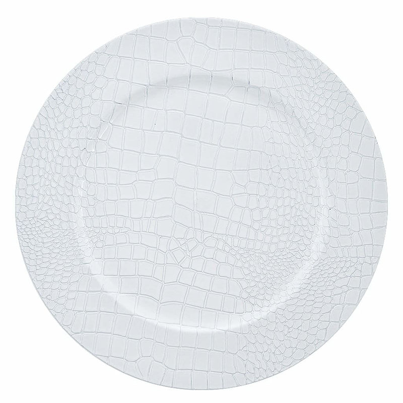 Luxe Party NYC Chargers White Snake Skin Look Round Plastic Charger Plate | 1 Charger