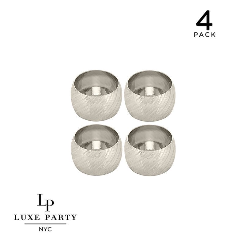 Silver Debossed Metal Napkin Rings 4 Napkin Rings Luxe Party NYC