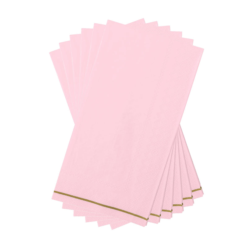 Luxe Party NYC Napkins 16 Dinner Napkins - 4.25" x 7.75" Blush with Gold Stripe Guest Paper Napkins | 16 Napkins