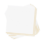 Luxe Party NYC Napkins 20 Lunch Napkins - 6.5" x 6.5" White with Gold Stripe Lunch Napkins | 20 Napkins