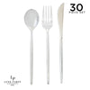 Luxe Party NYC Two Tone Cutlery Matrix Silver Plastic Cutlery Set | 30 Pieces