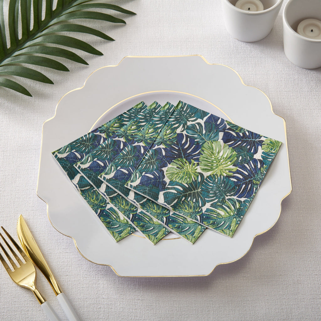 Luxe Party Napkins 50 Beverage Napkins - 5" x 5" Palm Leaf Paper Cocktail Napkins | 50 Napkins