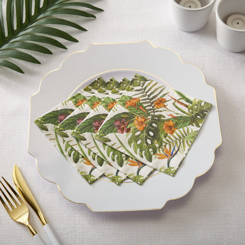 Luxe Party Napkins 50 Beverage Napkins - 5" x 5" Yellow Palm Paper Cocktail Napkins | 50 Napkins