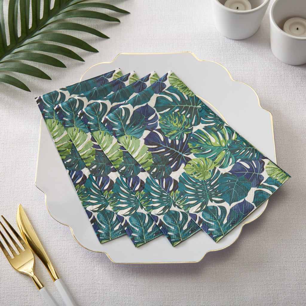 Luxe Party Napkins 40 Beverage Napkins - 4.5" x 7.75" Palm Leaf Paper Dinner Napkins | 40 Napkins