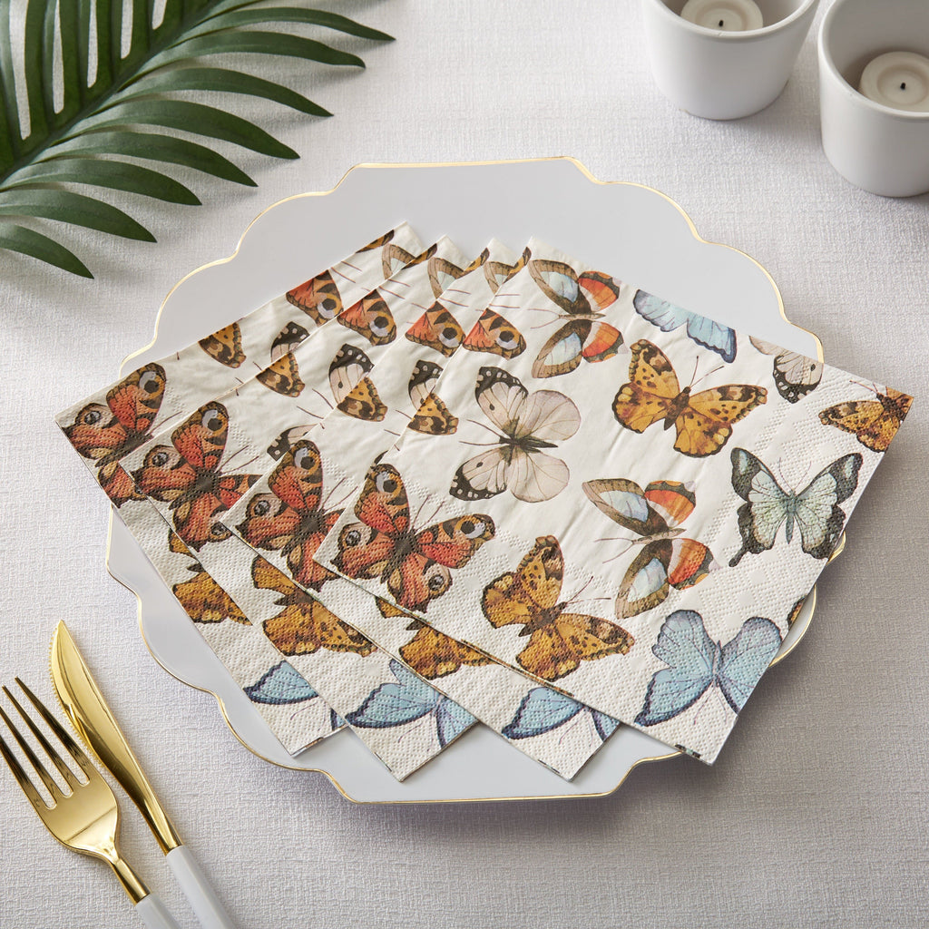 Luxe Party Napkins 20 Lunch Napkins - 6.5" x 6.5" Butterfly Paper Lunch Napkins | 50 Napkins