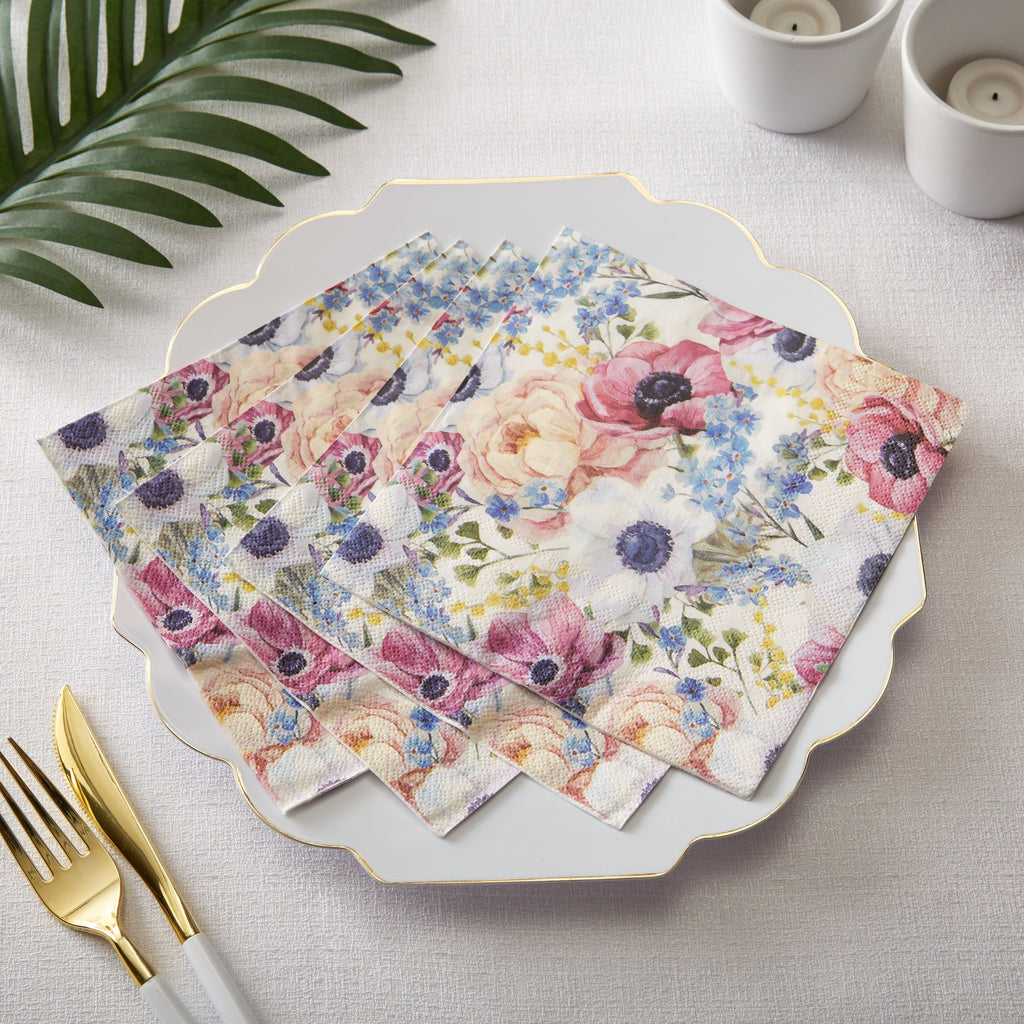 Luxe Party Napkins 50 Lunch Napkins - 6.5" x 6.5" Pretty Floral Paper Lunch Napkins | 50 Napkins