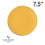 Round Accent Plastic Plates 7.25" Appetizer Plates Yellow • Gold Round Plastic Plates | 10 Pack
