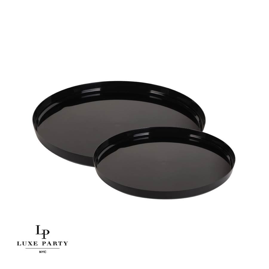 Round Accent Plastic Plates Round Black Walled Plastic Plates | Luxe Party 