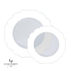 Scallop Design Plastic Plates Scalloped Clear Base Silver • White Plastic Plates | 10 Pack