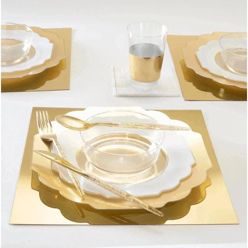 Scalloped Clear Gold Plastic Plates 10 Pack Luxe Party NYC