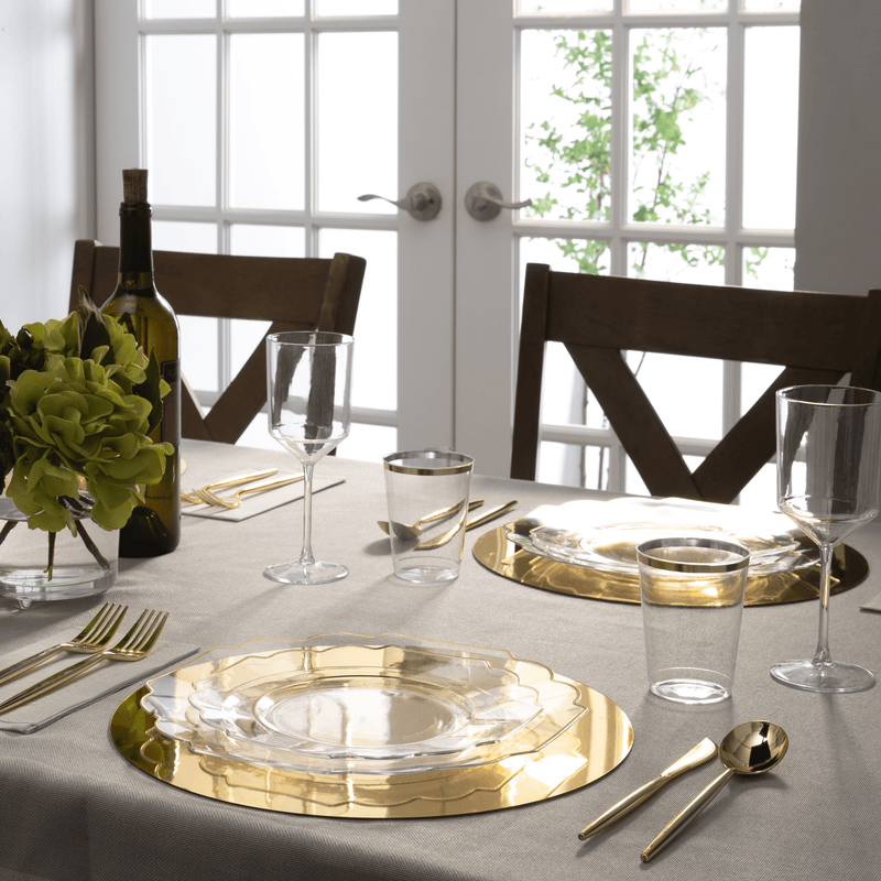 Scalloped Clear Gold Plastic Plates 10 Pack Luxe Party NYC