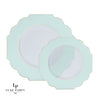 Scallop Design Plastic Plates Scalloped Clear Mint • Gold Plastic Plates | 10 Pack
