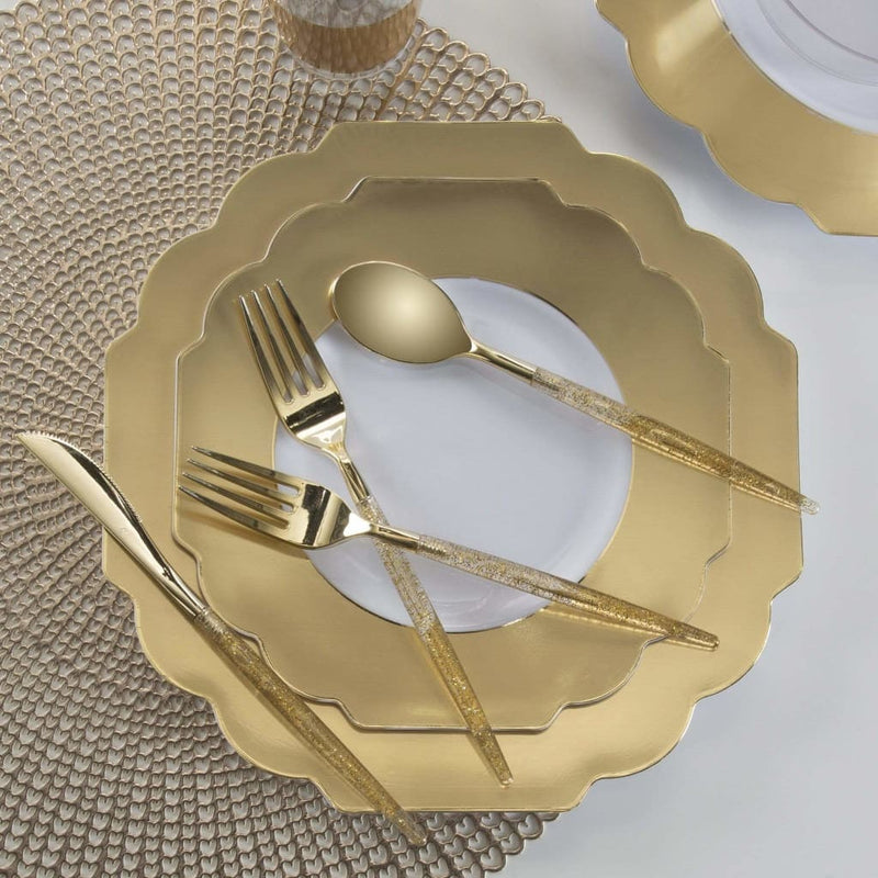Scalloped Gold Plastic Plates 10 Pack Luxe Party NYC