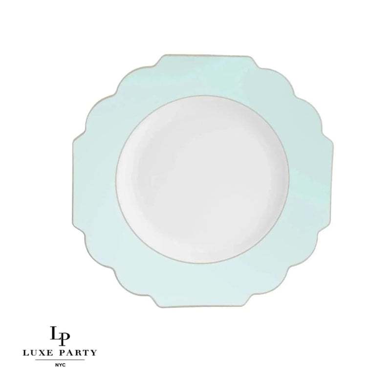 Scallop Design Plastic Plates Scalloped Mint • Gold Plastic Plates | 10 Pack