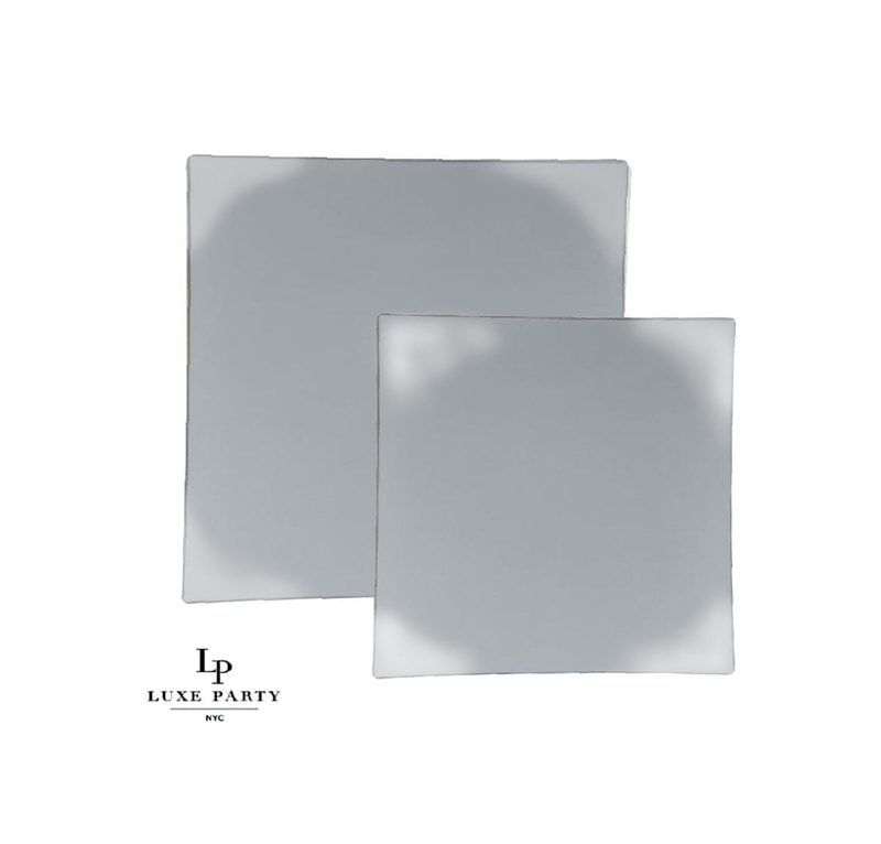 Square Grey • Silver Plastic Plates 10 Pack Luxe Party NYC
