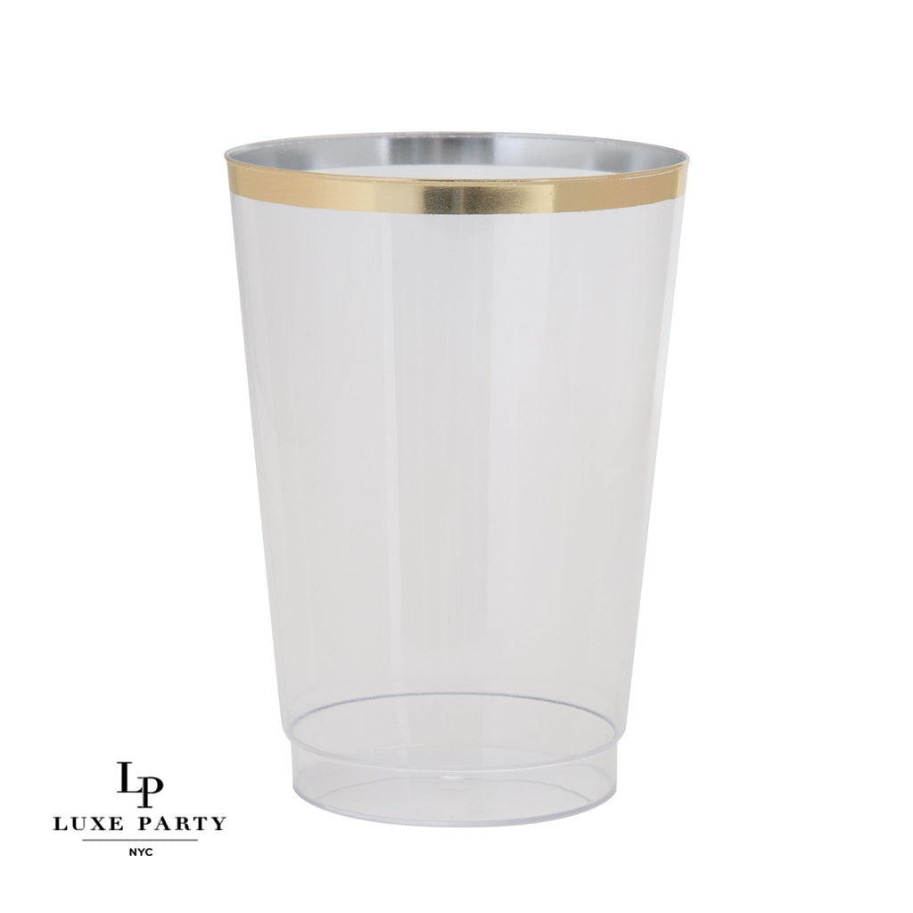 Gold Trim Plastic Tumblers | Luxe Party NYC