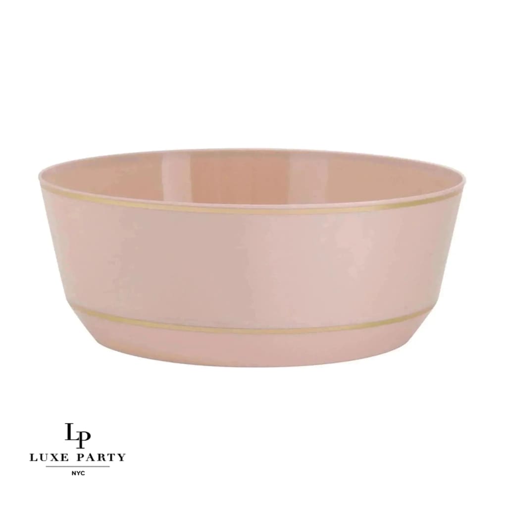 Accent Bowls Soup Bowls 14 Oz. Round Blush • Gold Plastic Bowls | 10 Pack