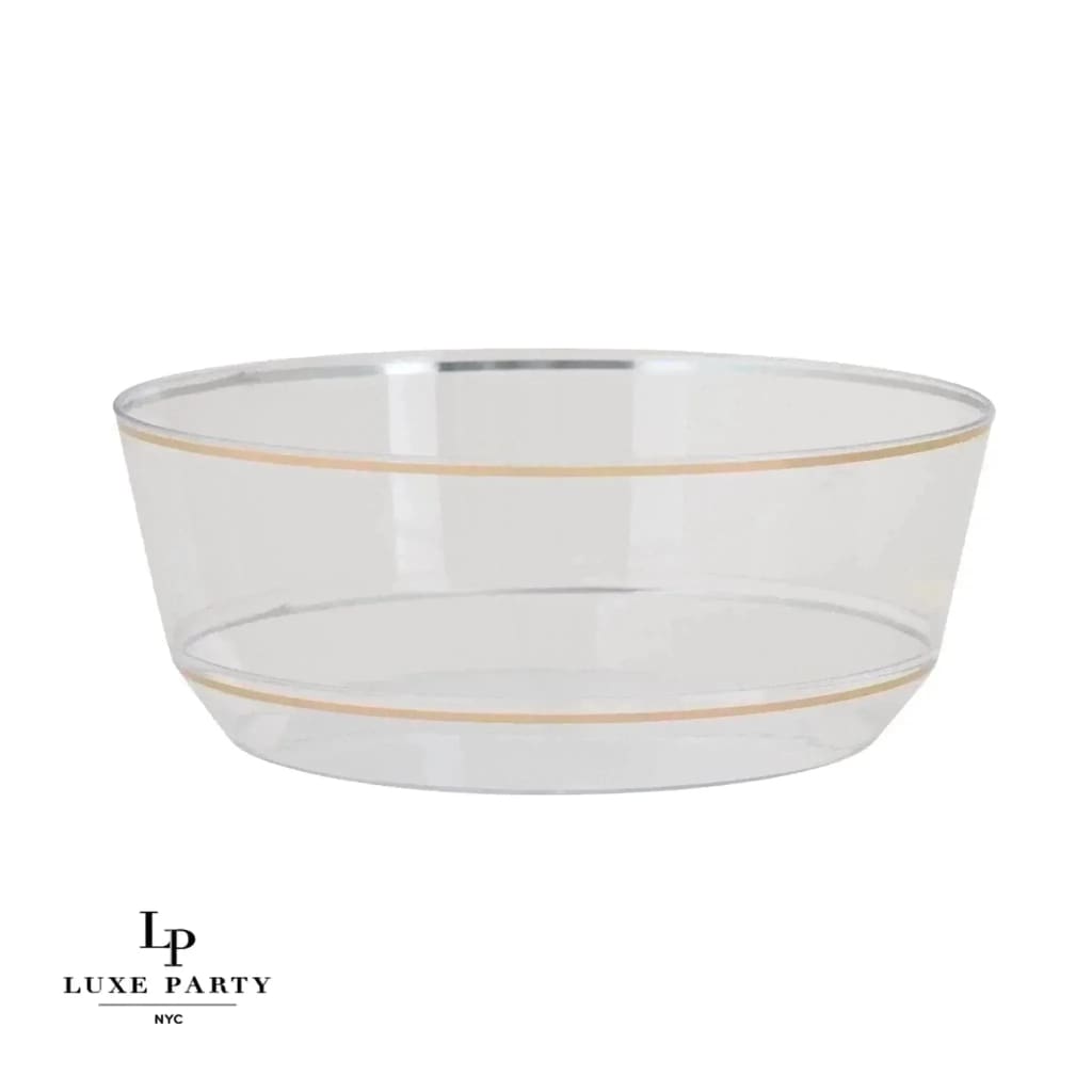 Accent Bowls Soup Bowls 14 Oz. Round Clear • Gold Glitter Plastic Bowls | 10 Pack
