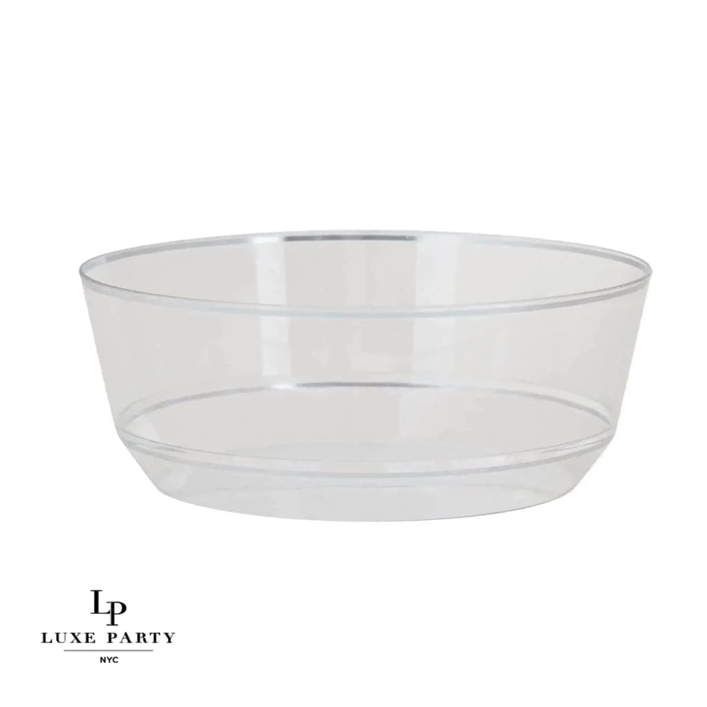Accent Bowls Soup Bowls 14 Oz. Round Clear • Silver Plastic Bowls | 10 Pack