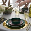 Accent Bowls Soup Bowls 14 Oz. Round Emerald • Gold Plastic Bowls | 10 Pack