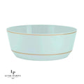 14 Oz. Round Mint Green and Gold Plastic Soup Bowls | 10 Pack