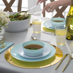 Accent Bowls Soup Bowls 14 Oz. Round Mint • Gold Plastic Bowls | 10 Pack