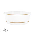 14 Oz. Round White • Gold Plastic Soup Bowls | 10 Pack