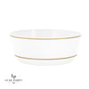 Accent Bowls Soup Bowls 14 Oz. Round White • Gold Plastic Bowls | 10 Pack