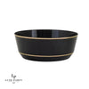 Accent Bowls Soup Bowls 8 Oz. Round Black • Gold Plastic Dessert Bowls | 10 Pack