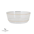 8 Oz. Round Clear • Gold Plastic Dessert Bowls | 10 Pack