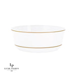 Accent Bowls Soup Bowls 8 Oz. Round White • Gold Plastic Dessert Bowls | 10 Pack