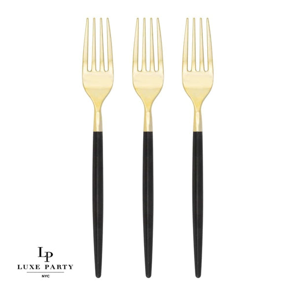Chic Two Tone Forks Chic Round Black and Gold Forks | 32 Pieces