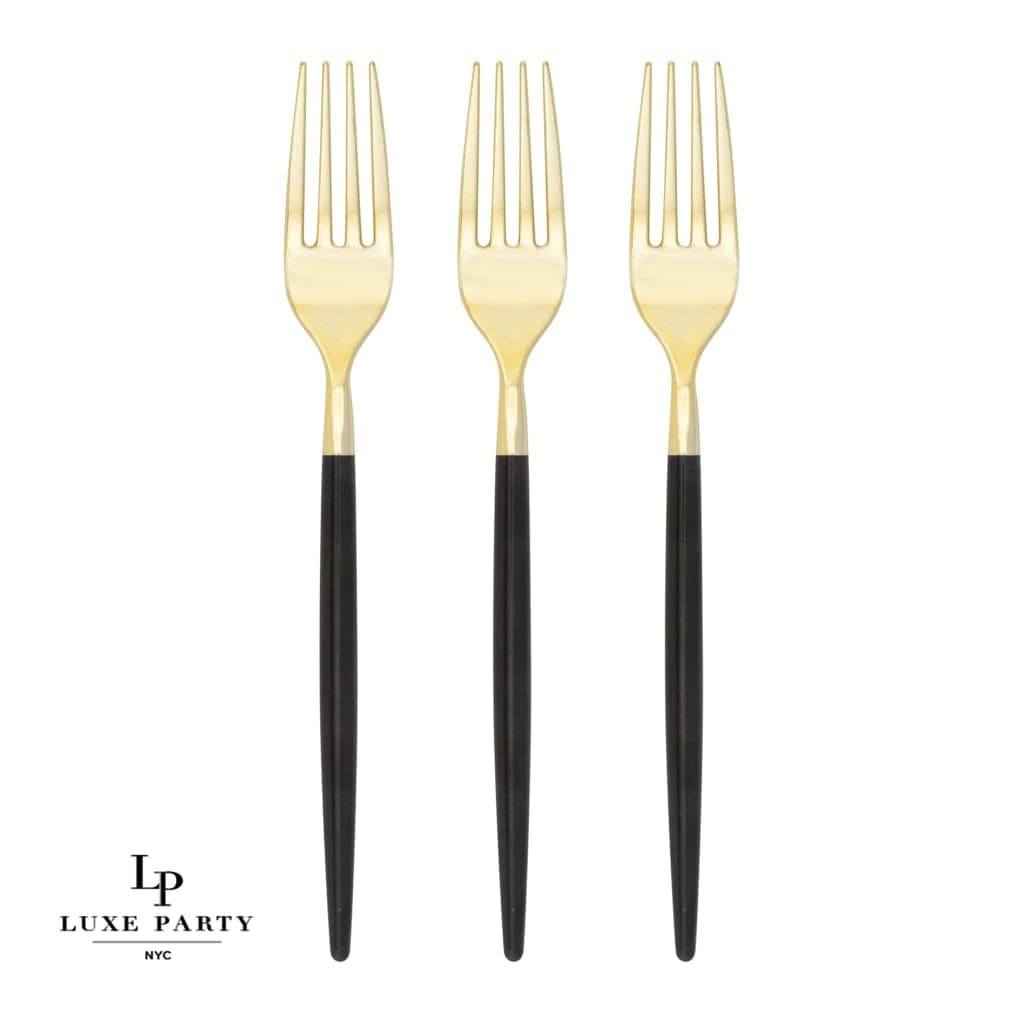 Chic Two Tone Forks Chic Round Black and Gold Forks | 32 Pieces
