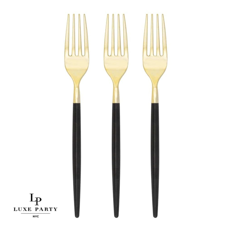 Chic Two Tone Forks Chic Round Black and Gold Forks | 32 Pieces