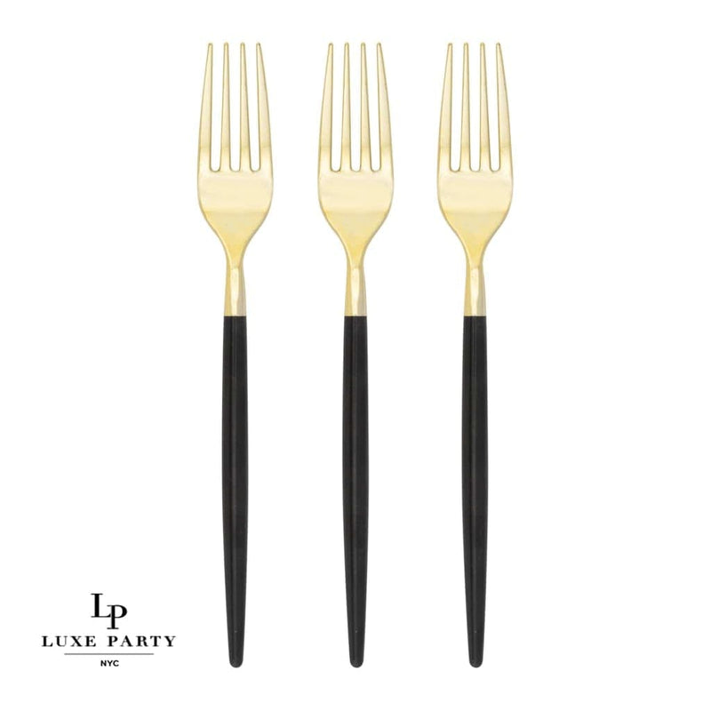 Chic Two Tone Forks Chic Round Black and Gold Forks | 32 Pieces