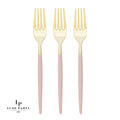 Chic Blush and Gold Plastic Forks | 32 Pieces