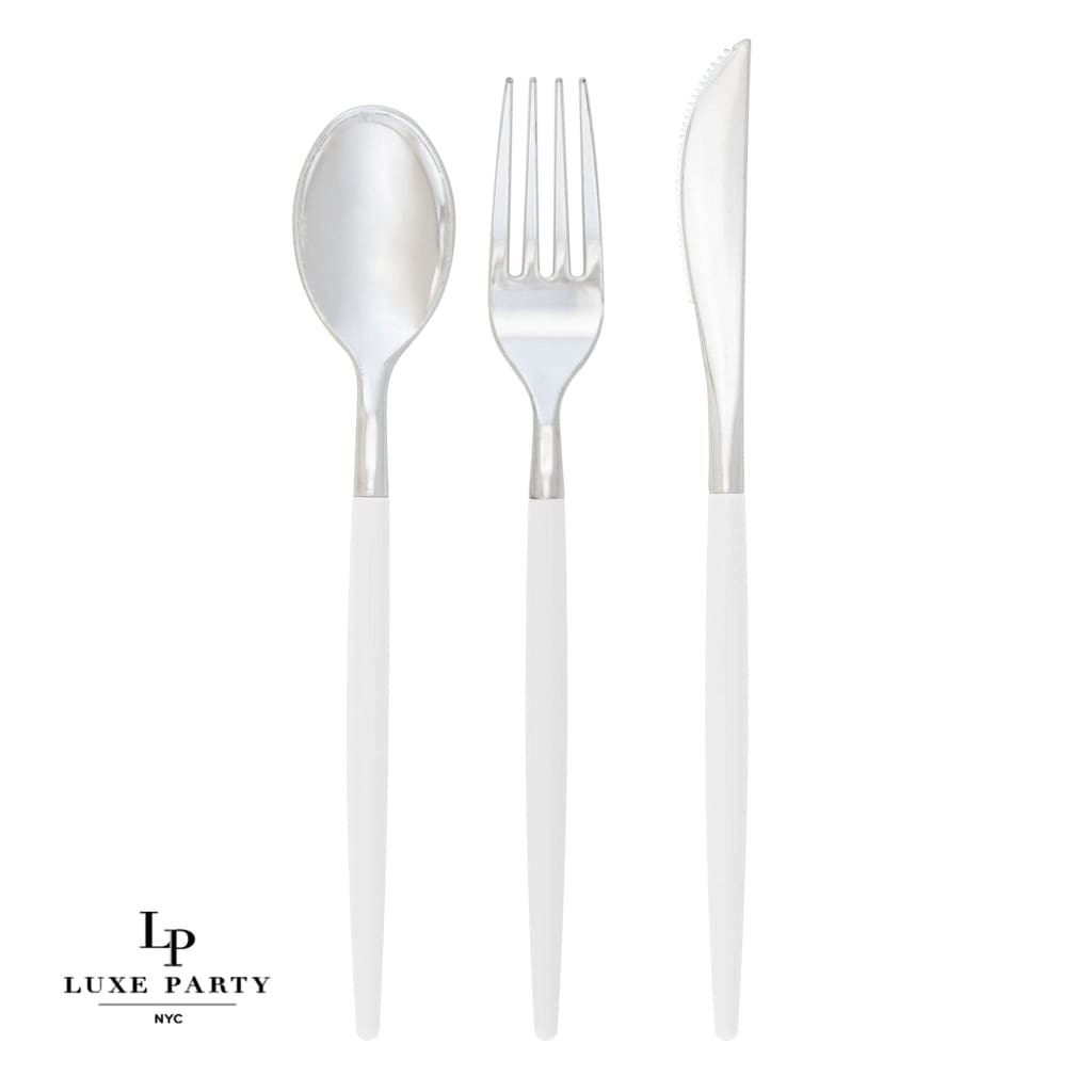 Chic Two Tone Forks Chic Round Clear and Silver Forks | 32 Pieces