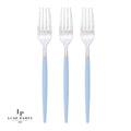 Chic Ice Blue and Silver Plastic Forks | 32 Pieces