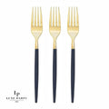 Chic Navy and Gold Plastic Forks | 32 Pieces