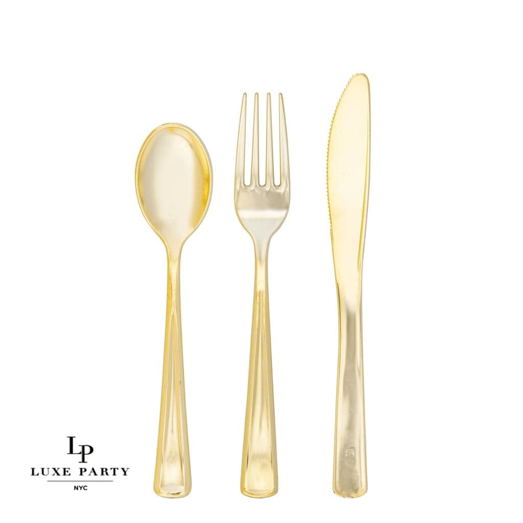 Classic Flatware Cutlery Sets Gold Plastic Cutlery Combo Set | 140 Pieces