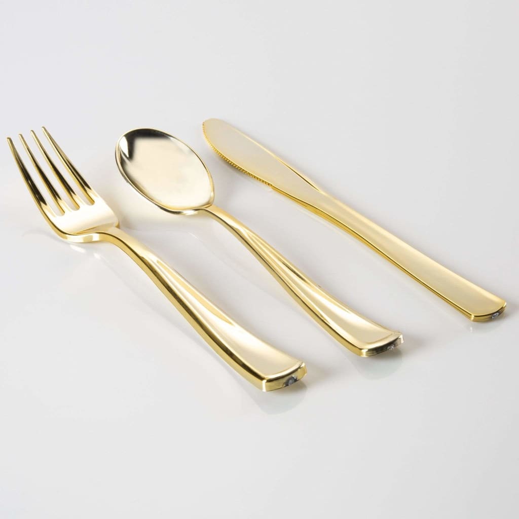 Classic Flatware Cutlery Sets Gold Plastic Cutlery Combo Set | 140 Pieces