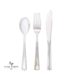 Classic Flatware Cutlery Sets Silver Plastic Cutlery Combo Set | 140 Pieces