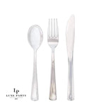 Classic Flatware Cutlery Sets Silver Plastic Cutlery Combo Set | 36 Pieces