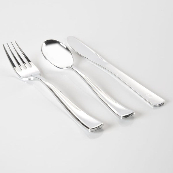 Classic Flatware Cutlery Sets Silver Plastic Cutlery Combo Set | 60 Pieces