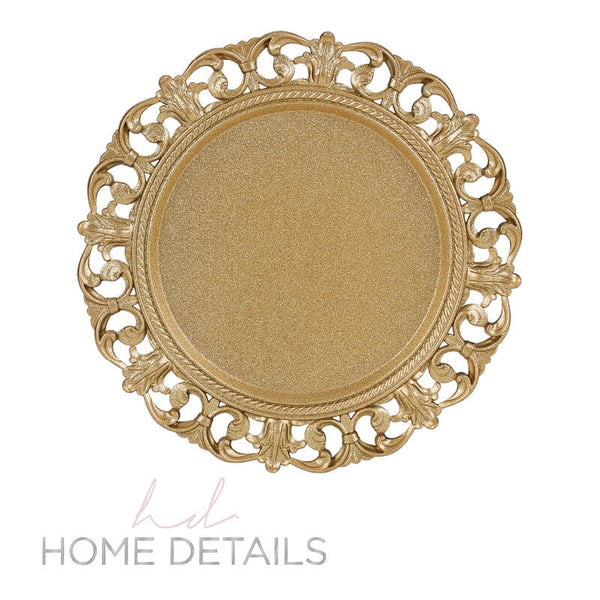 Luxe Party Chargers 13" Gold Antique Look Round Plastic Charger Plate | 1 Charger