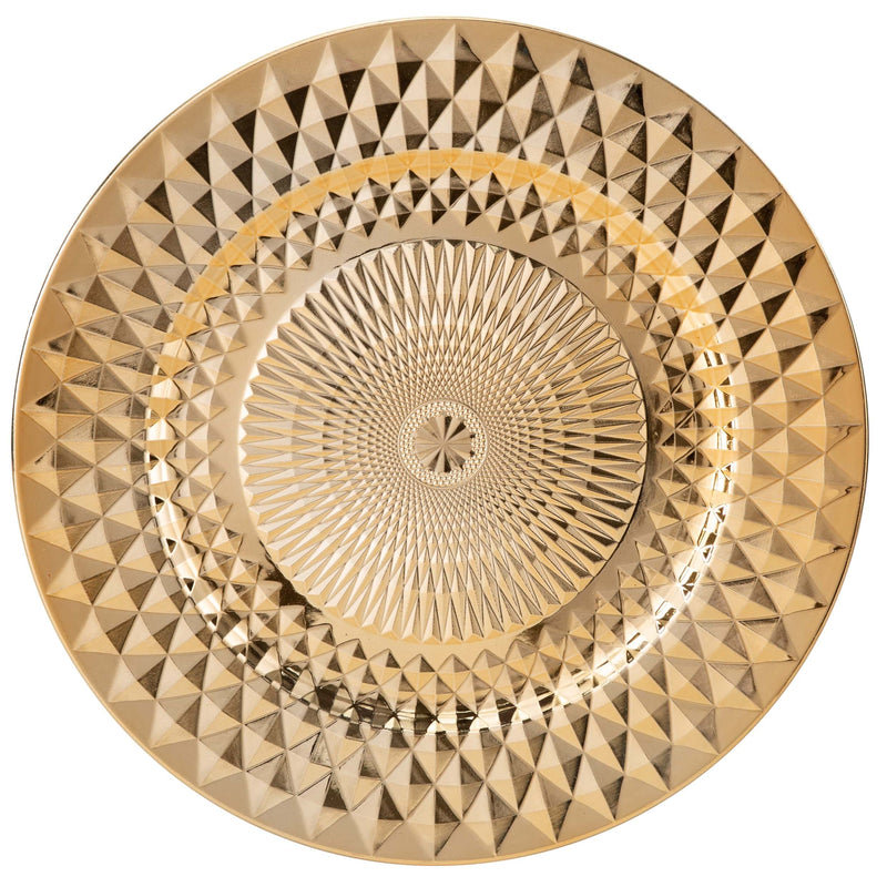 Luxe Party Chargers 13" Gold Round Diamond Plastic Charger Plate | 1 Charger